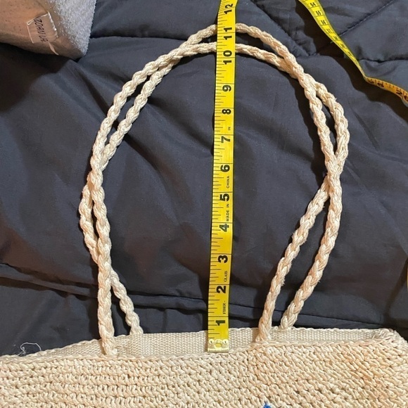 Charter Club Straw Handbag with cell phone holder - Picture 3 of 5